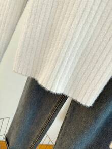 Suéter holgado de punto con aberturas laterales, adecuado para vacaciones, oficina, hogar, uso diario, otoño/invierno