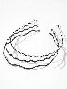 3件套女士金色金属波浪细发箍，简约实用，适合各种发型，冷色调流苏发箍，金色头饰，发带，发箍，黑色发饰，头饰 - 黑色 - 查看 8