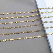 1 metro Cadenas de acero inoxidable con diseños de estrella, corazón y cruz a granel - Suministros para hacer joyas DIY y accesorios