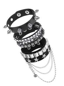 سوار جلد بنكي - سوار معصم جلدي جوثي مزين بمسامير معدنية - إكسسوارات روك بانك من الثمانينات للرجال والنساء (1/3/4 قطع)