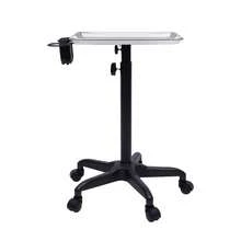 Silver Height-Adjustable Salon Utility Cart - Professional Mobile Hair Styling Station With Tool Organizer, Non-Rusting Aluminum Alloy Frame For Color Services And Beauty Treatments - Silver Black - View 7