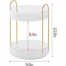 360° Rotating Makeup Organizer For Vanity - 2 Tier Perfume Organizer With Large Capacity - Skincare Organizer For Bathroom Counter - Space-Saving Cosmetic Storage For Dresser Countertop (Clear) - 透明 - 查看 2