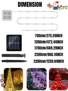 50/100/150/200/300 LED Solarne Dekoracyjne Lampki LED - 8 Trybów, IP65 Zewnętrzny Wodoodporny Sznur Świątecznych Lampek, Solarny Sznur Lampek LED z Miedzianym Drutem, Zewnętrzny Ogród, Dziedziniec, Choinka, Wesele, Kemping, Boże Narodzenie, Halloween, Zewnętrzny Sznur Lampek Solarnych (Ciepła Biel, Wielokolorowe, Białe, Czerwone, Różowe, Niebieskie)