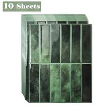 1/10/30片綠色磚塊圖案仿瓷磚自粘牆貼，自帶黏著層的牆貼，適用於起居室廚房後擋板浴室家居，馬賽克風格