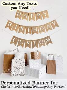 Custom Birthday Banner, Personliazed Texts Christmas Banner Decorations, Festive Home Decor, Vintage Lettering, Handcrafted Look, Home Decorators, Birthday Decoration, Backdrop, Photo Tapestry, Door Banner, Wall Tapestry, Flag. Personalized Wedding Engagement Party Decorations With Names & Dates, For Bridal Showers, Anniversaries, Indoor/Outdoor Events - Anniversary Celebration, Vintage Style, Event Organizers - Multicolor - View 2