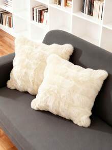 1 pieza Funda de cojín esponjosa y sólida, con opciones de multicolor, superficie aterciopelada, cierre con cremallera, decorativa para sofá y cama, no incluye relleno, se ajusta a 12x20/16x16/18x18 pulgadas, lavable a máquina, decoración de otoño, decoración de invierno, decoración de habitación