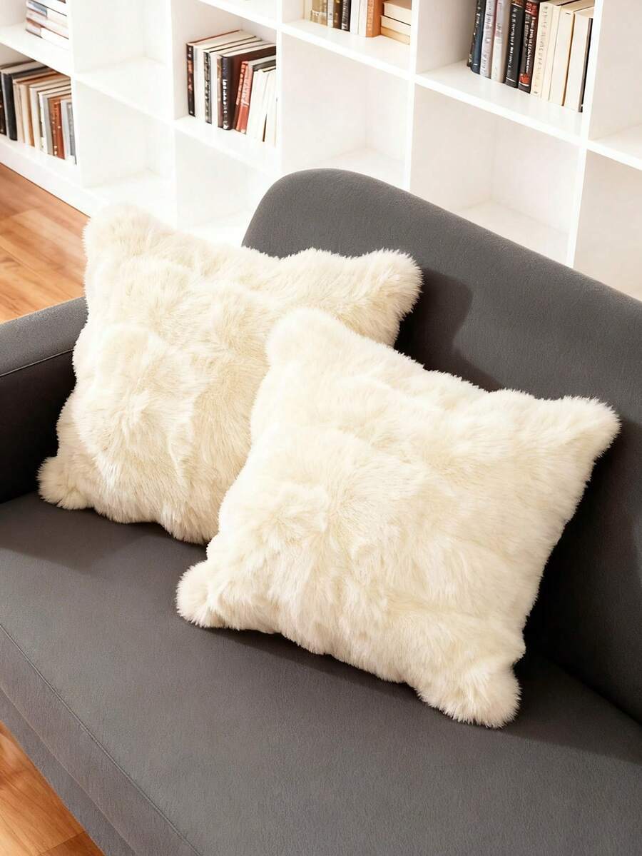 1 pieza Funda de cojín esponjosa y sólida, con opciones de multicolor, superficie aterciopelada, cierre con cremallera, decorativa para sofá y cama, no incluye relleno, se ajusta a 12x20/16x16/18x18 pulgadas, lavable a máquina, decoración de otoño, decoración de invierno, decoración de habitación