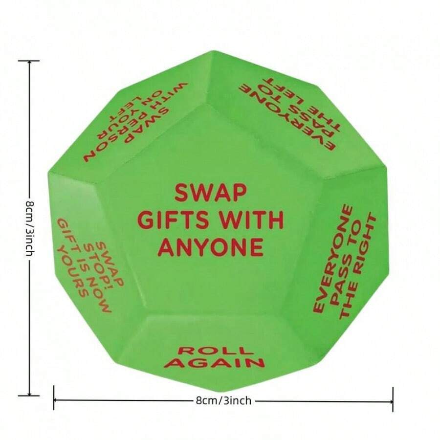 1pc 12pcs/Set Durable Neon Green Dice Game For Christmas Santa Gift Exchange, Party Activity Supplies - Green - View 1