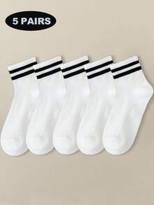 5 đôi tất dài đến bắp chân mùa thu/đông cho trẻ em, tất chấm bi chống trượt, tất sọc đa năng dành cho bé trai và bé gái học sinh - Nhiều màu - Xem 12