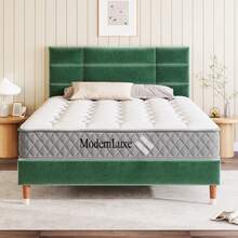 Upholstered Bed, Double Bed With Slatted Frame, 140x200cm Upholstered Bed Frame With Headboard, In Dark Green Velvet, For Adults And Teenagers (Mattress Not Included) - Green + Velvet + 140cm*200cm - View 5