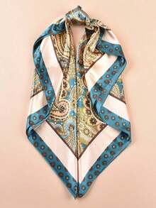 1pc Women's Paisley Pattern Bandana Head Scarf – Fashionable Hair Band, Headband For Styling, Perfect Accessory To Elevate Your Look, Versatile For Everyday Wear - 孔雀石綠 - 查看 5
