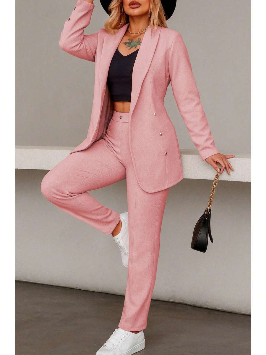 Women Suit Sets - 藕粉色 - 查看 1