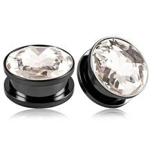 2件装不锈钢立方水晶螺旋耳扩扩器耳环穿刺饰品 - 圓形的 - 查看 27