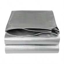 Lona impermeable de uso pesado, cubierta impermeable de polietileno de múltiples usos con ojales metálicos y bordes reforzados, para lluvia de emergencia, muebles de patio, techos, campamento, automoción, piscinas, color plateado