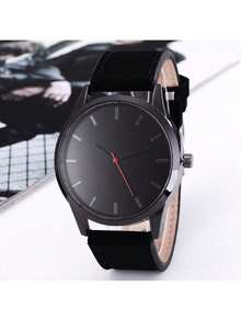 Men's Wristwatch Classic Casual Simple Quartz Watch Large Dial Ultra-Thin Minimalist Sports Watches - 黑色 - 查看 3