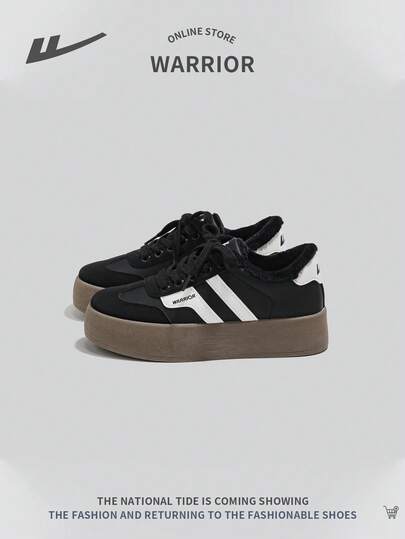 WARRIOR Zapatillas con plataforma y cordones para mujer, zapatos con suela gruesa y elevadora, calzado casual ligero y versátil con suela antideslizante para uso en exteriores y de corte bajo