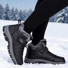 女式登山靴，带保暖内衬，防滑耐用，简约时尚户外运动鞋，雪地靴，踝靴，冬鞋，适合秋冬户外活动 - 黑色 - 查看 4