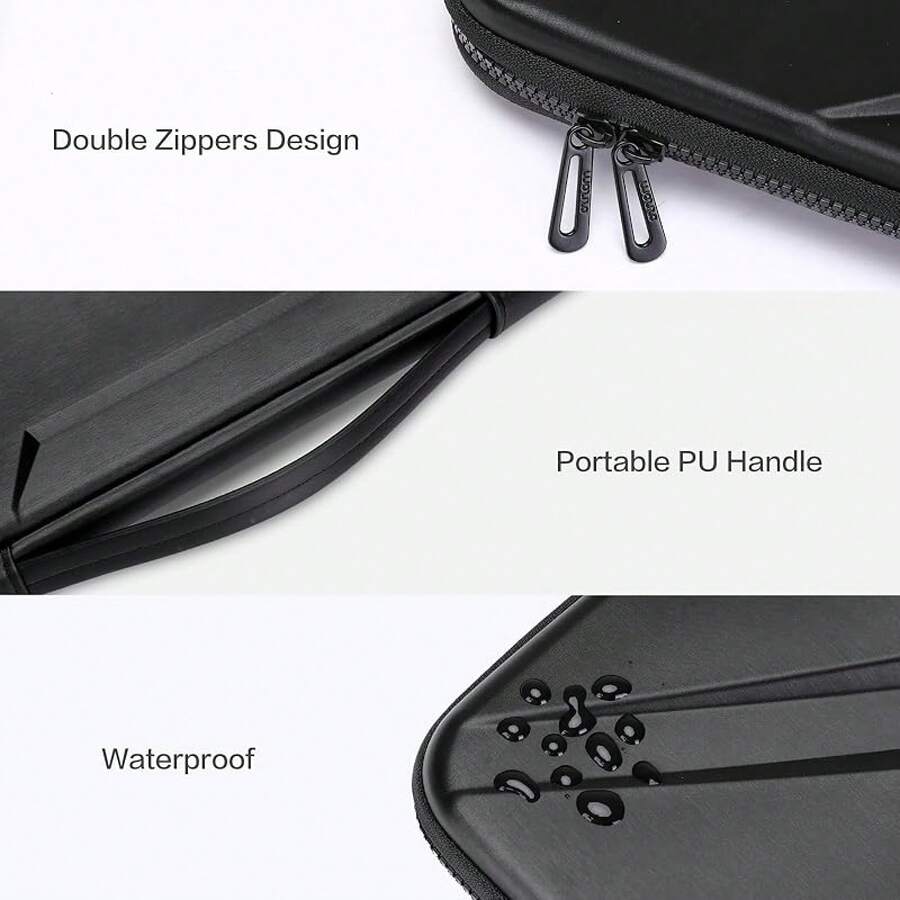 Funda para portátil de 15.6 pulgadas, protector impermeable y a prueba de golpes, bolsa de computadora de EVA con diseño artístico geométrico y asa, compatible con MacBook Pro 16, HP, , ASUS Notebook, negro - Negro - Ver 1