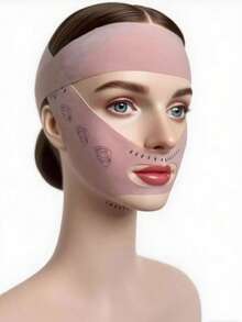 1件装女士灰色/粉色/黑色无缝V型提拉绷带面膜。舒适冰丝材质，日常提拉面膜，热销跨境产品