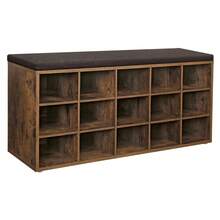 VASAGLE Shoe Bench With Cushion, Storage Bench With Padded Seat, Entryway Bench With 15 Compartments, For Bedroom, 11.8 X 41.3 X 18.9 Inches - 棕色 - 查看 7