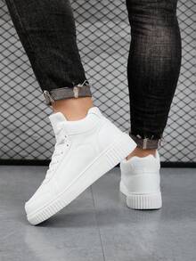 男士高帮运动鞋，耐用轻便的靴子款式，适合春/秋/冬 - 白色 - 查看 4