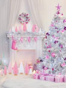 9 pièces Arbres de Noël artificiels miniatures en sisal rose avec base en bois. Petits arbres de Noël artificiels en pin pour la décoration de la maison, de la table, des fêtes de Noël. Décorations de Noël, fête de Noël, décoration de la maison, décorations de table, ornements d'hiver