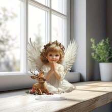 1 pièce Statue d'ange bohème aux ailes élégantes - Statue de prière en acrylique, symbolisant la paix et l'amour, convient pour la maison, le bureau, le café, la chambre à coucher et autres fins décoratives