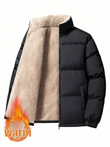Herbst/Winter Thermisch gefütterter Steppmantel für Herren, Stehkragen, windundurchlässig, warm