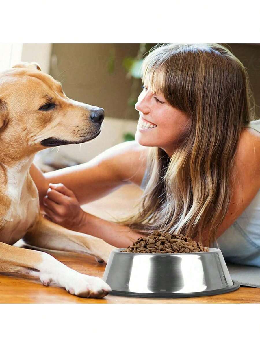 2-Pack Stainless Steel Dog Bowls, Dog Food Bowls, Dog Water Bowls For Medium And Large Dogs, Non-Slip, Stackable Pet Bowls, Dog Feeding Bowls - 銀色 - 查看 1