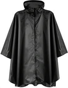 Anyoo - Poncho impermeable para la lluvia, ligero, reutilizable, para senderismo, con capucha, para actividades al aire libre - Negro F - Ver 8
