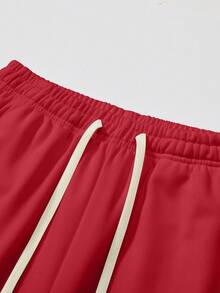 Men's Knitted Straight Leg Pants, Lightweight, All-Match Versatile Casual Sweatpants For Summer - Red - View 6
