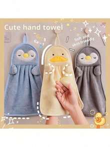 Hangable Absorbent Towel, Hand Towel, Baby Hand Towel, Cute Penguin Duck, Little Yellow Duck Hand Towel