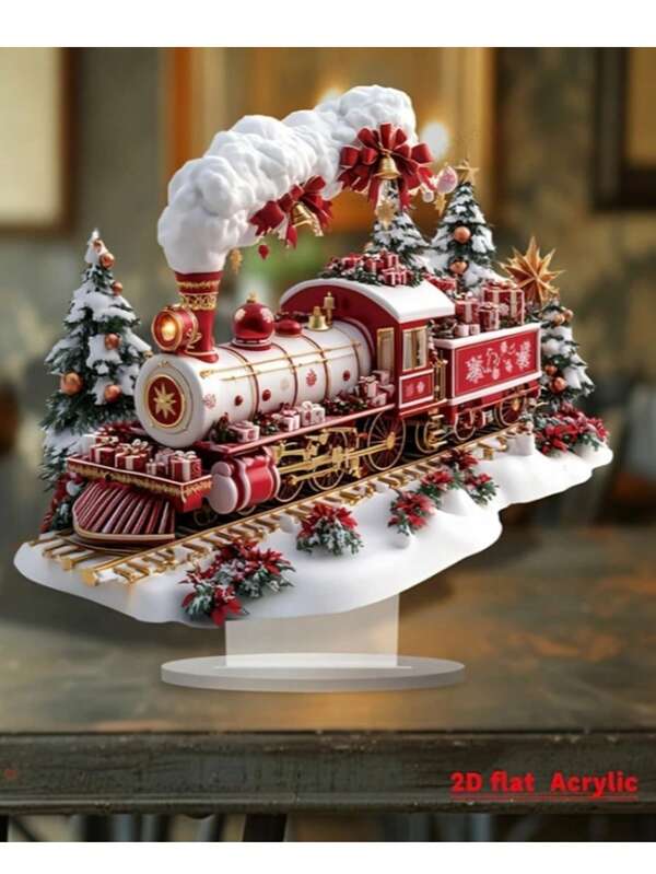 Acryl Weihnachtszug Tischdekoration - inspirierendes Feiertags-Symbol, geeignet für Zuhause, Büro und Café