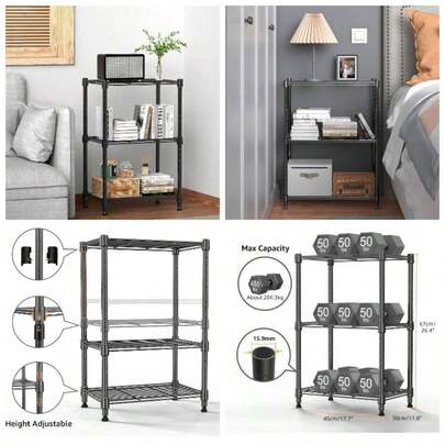 450 Lbs Steel Storage Shelving 3 - Tier Utility Shelving Unit Steel Organizer Wire Rack Home, Kitchen, Office 30x 45x 67