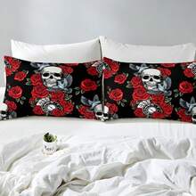 Halloween Duvet Cover Sets Bedding Set Single Size - 135x200cm Halloween  Skull Super Soft Luxury Anti Allergic Duvet Set, Easy Care And Breathable Microfiber Covers With 2 Pillowcase