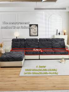 1pc Soft Plush Fabric Pet Proof Sofa Seat Cover, Floral Embossed Design, Deep Gray Large Leaf Pattern, Multi-Color, Thick Embossed Plush Sofa Cushion Cover Suitable For Autumn/Winter, Fits Sofa Backs And 1/2/3/4/L Chaise Lounge