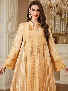 SISKAKIA Besticktes Polka Dot Gewebe Stickerei Pailletten Patchwork Kleid, bestickter Bademantel für Urlaub, Geburtstags-Party, formelles Dinner, ganzjährig