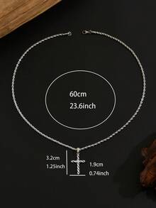 1 peça de colar masculino com pingente de cruz de strass, estilo moderno e simples, colar masculino Christian Elements, joias masculinas requintadas de aço inoxidável, adequadas para uso diário masculino, um presente para meu namorado