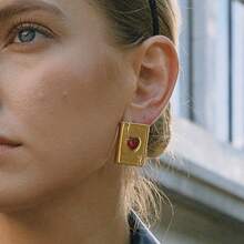 S SHOPBOHO 1 Paar INS Edelstahl 18 Karat vergoldete strukturierte Kreis Ohrringe für Frauen