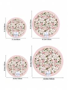 1 Stück rosa runder Wohnzimmerteppich mit gedruckten Blumengruppen, Flaumiges Material mit 10mm Dicke, weich und angenehm anzufühlen, leicht zu pflegen, wasserdicht und fleckabweisend, rutschfeste Rückseite, Teppich geeignet für Lobby, Schlafzimmer, Wohnzimmer, Badezimmer, Küche, Büro, Raumdekoration und Fußmatte, für Feierlichkeiten.