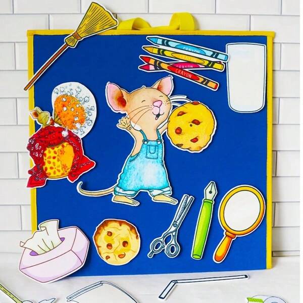 hoojojo 18Pcs Felt Set "If You Give A Mouse A Cookie", Storytelling Felt, Interactive Classroom Teaching, Montessori Educational Toys, Apron Drama, Birthday And Holiday Gifts, Home Learning, Back To School Supplies