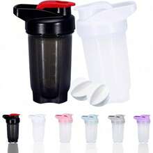 2-Pack 300ml Protein Shaker Bottles With Stainless Steel Mixing Ball, Leakproof Gym & Travel Water Bottle For Protein Shakes, Smoothies & Coffee, Easy-Clean Design With Carry Loop, Durable & Odor-Resistant, Perfect For Fitness Enthusiasts & Active Lifestyles - 04-黑色+白色 - 查看 1