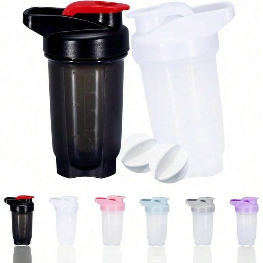 2-Pack 300ml Protein Shaker Bottles With Stainless Steel Mixing Ball, Leakproof Gym & Travel Water Bottle For Protein Shakes, Smoothies & Coffee, Easy-Clean Design With Carry Loop, Durable & Odor-Resistant, Perfect For Fitness Enthusiasts & Active Lifestyles - 04-黑色+白色 - 查看 1