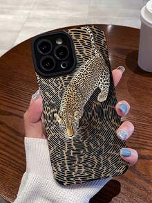 1pc Leopard Print Striped Protective Phone Case, Compatible With Samsung/Apple 16/15/14/13/12/11 Pro Max/12 Pro/14 Plus And Other Models - Multicolor - View 2