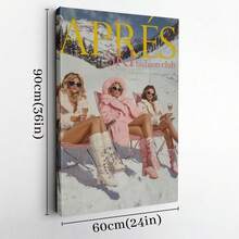 1pc Framed Canvas Poster, Winter Wall Art, Après Ski Fashion Club, Pink Faux Fur Coat, Ski-Fashion-Style Wall Art Canvas Paintings, Ideal Gift For Bedroom Living Room Corridor, Wall Art, Wall Decor, Room Decoration - Nhiều màu - Xem 10
