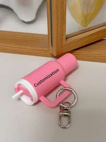 1pc Customizable Water Bottle Keychain, Personalized Text Keychain, Customizable Couples Keychain, Keyring, Customizable Text Keychain, Handbag Pouch, Lipstick, Keys, Can Store Small Items, Inexpensive Item, Christmas, Halloween, Birthday, Anniversary, Couples Gift - Multicolor - View 9