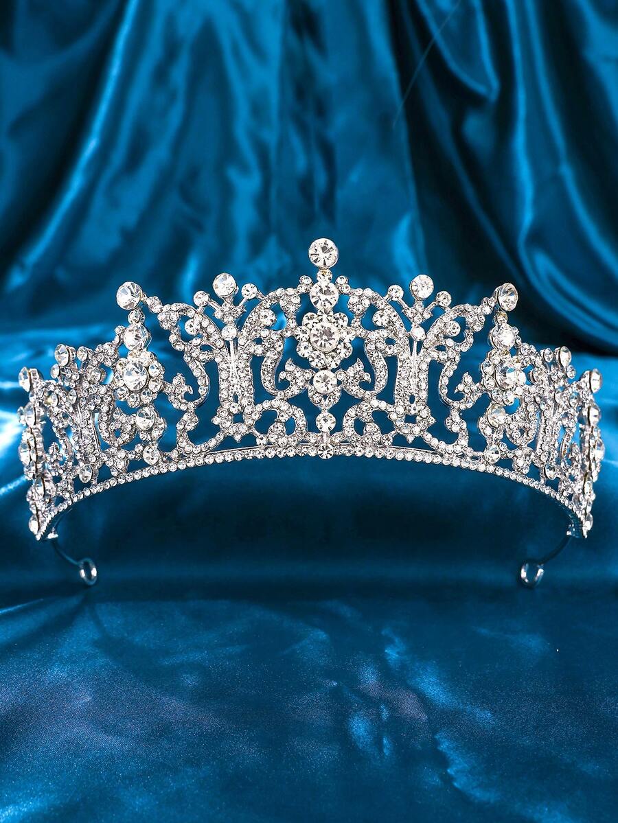 1pc Bridal Crown Headpiece Lady For Princess Evening Gown Styling Elegant Rhinestone Hair Hoop Zinc Alloy Hair Ornament Suitable For Spring Summer Autumn Tiara Costume Crown Hair Garland Hair Vine Tiara Crown Wedding