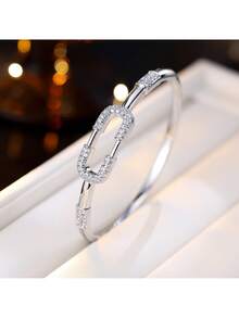 Niche Design Cubic Zirconia Inlaid Bracelet, Minimalist High-End Versatile Accessory For Women (Excluding Box)