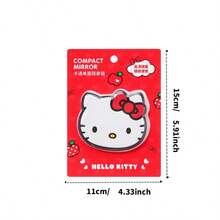 Miniso Sanrio Hello Kitty 经典双面折叠口袋镜 - 方形 纯粉色背景 Hello Kitty & 熊图案 高清镜子 轻巧便携 出门必备 (1 件) - 白色 - 查看 8
