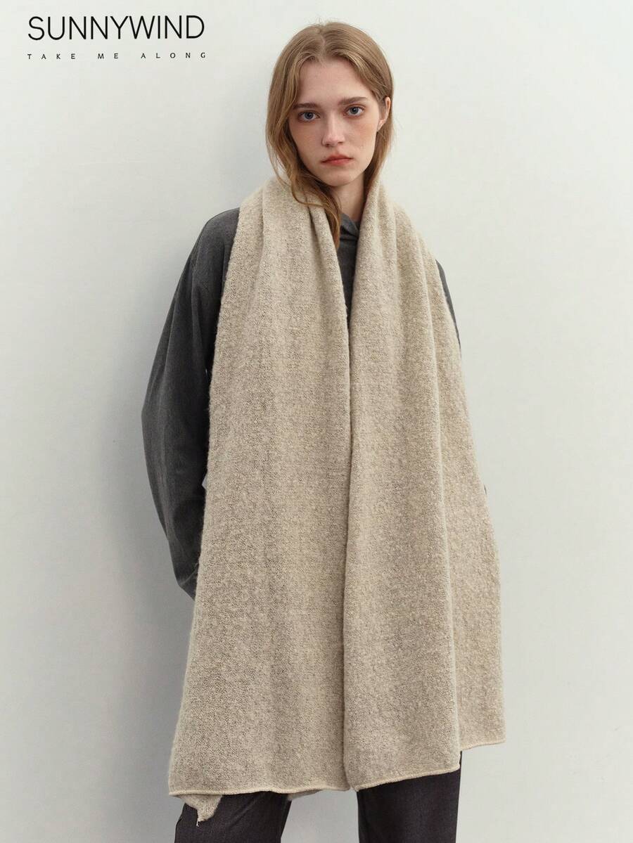 1pc Women Solid Color Soft & Skin-Friendly Warm Scarf, For Daily Use For Dress - Beige - View 1
